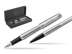Parker Urban Metro Metallic CT Fountain Pen + Ballpoint Pen in a Gift Box in original Parker Prestige box