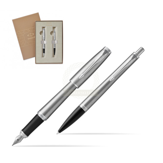 Parker Urban Metro Metallic CT Fountain Pen + Ballpoint Pen in a Gift Box 