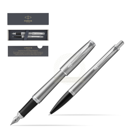Parker Urban Metro Metallic CT Fountain Pen + Ballpoint Pen in a Gift Box