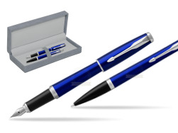Parker Urban Nightsky Blue CT Fountain Pen + Ballpoint Pen in a Gift Box in suede box grey