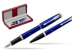 Parker Urban Nightsky Blue CT Fountain Pen + Ballpoint Pen in a Gift Box in the red leather box