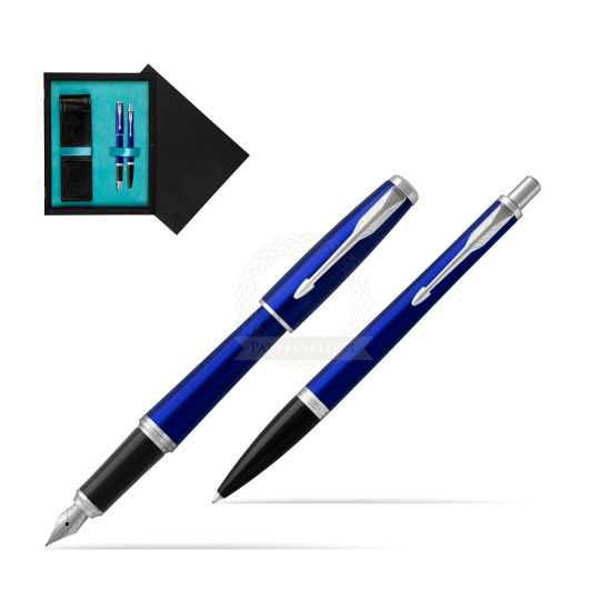 Parker Urban Nightsky Blue CT Fountain Pen + Ballpoint Pen in a Gift Box in double wooden box Black Double Turquoise