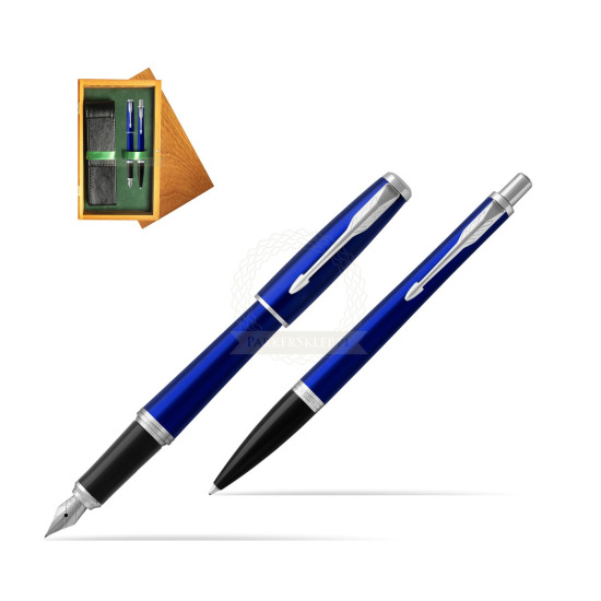 Parker Urban Nightsky Blue CT Fountain Pen + Ballpoint Pen in a Gift Box in double wooden box Honey Green
