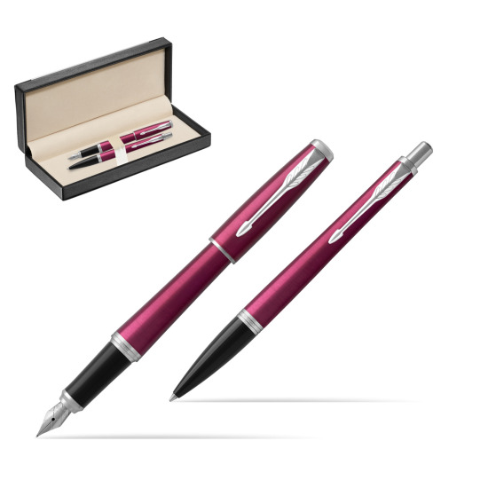 Parker Urban Vibrant Magenta CT Fountain Pen + Ballpoint Pen in a Gift Box in classic box black