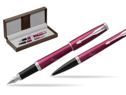 Parker Urban Vibrant Magenta CT Stylo-plume + Stylo-bille in a Gift Box in the brown leather box