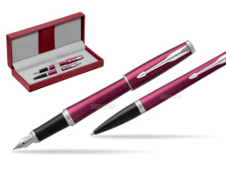 Parker Urban Vibrant Magenta CT Stylo-plume + Stylo-bille in a Gift Box in the red leather box