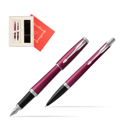 Parker Urban Vibrant Magenta CT Fountain Pen + Ballpoint Pen in a Gift Box  "Red Love"