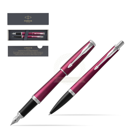 Parker Urban Vibrant Magenta CT Fountain Pen + Ballpoint Pen in a Gift Box 