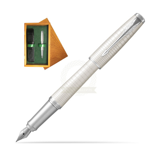 Parker Urban Premium Pearl Metal CT Penna Stilografica in single wooden box Honey Single Green