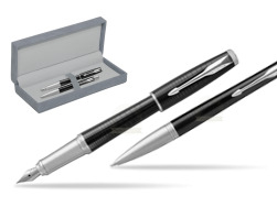 Parker Urban Premium New Ebony Metal CT Fountain Pen + Ballpoint Pen in a Gift Box in suede box grey