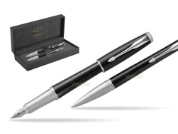 Parker Urban Premium New Ebony Metal CT Fountain Pen + Ballpoint Pen in a Gift Box in original Parker Prestige box