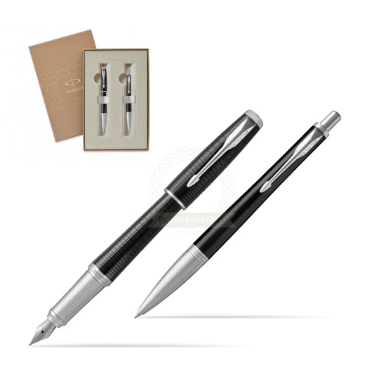 Parker Urban Premium New Ebony Metal CT Fountain Pen + Ballpoint Pen in a Gift Box 