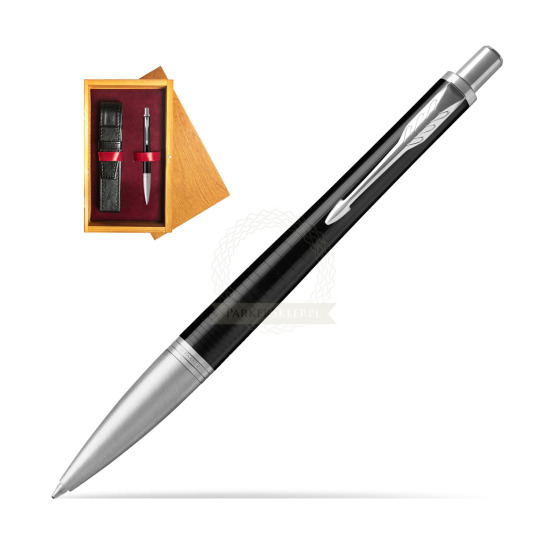 Parker Urban Premium Ebony Metal CT Ballpoint Pen in single wooden box Honey Single Maroon