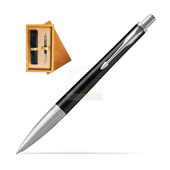 Parker Urban Premium Ebony Metal CT Ballpoint Pen in single wooden box Honey Single Ecru