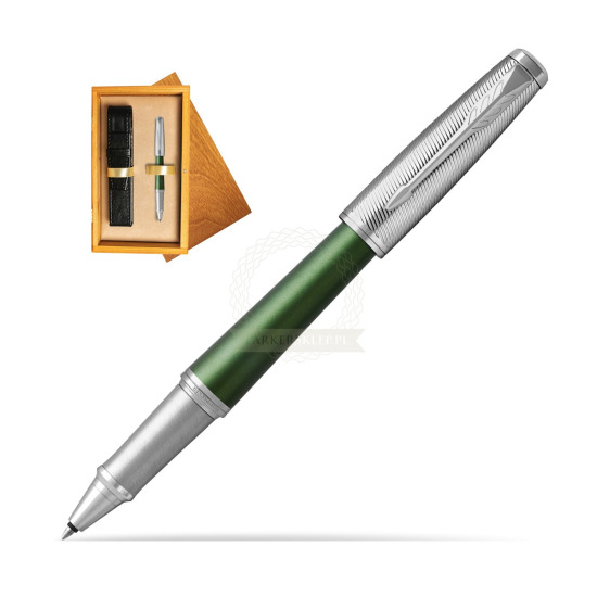 Parker Urban Premium Green CT Rollerball Pen in single wooden box Honey Single Ecru