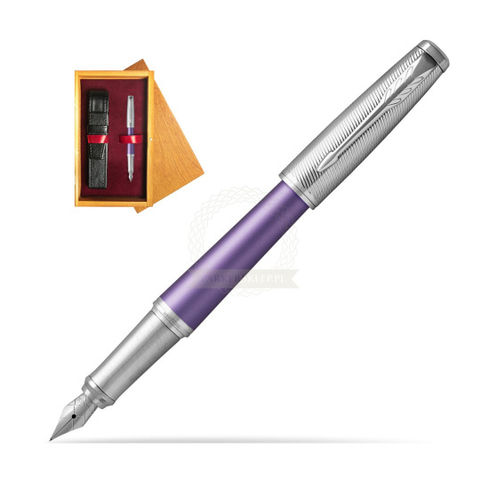 Parker Urban Premium Violet CT Penna Stilografica in single wooden box Honey Single Maroon