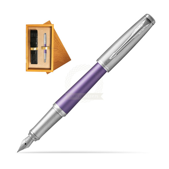 Parker Urban Premium Violet CT Penna Stilografica in single wooden box Honey Single Ecru