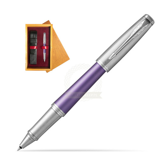 Parker Urban Premium Violet CT Rollerball Pen in single wooden box Honey Single Maroon