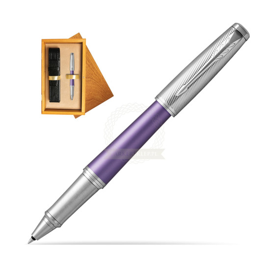 Parker Urban Premium Violet CT Rollerball Pen in single wooden box Honey Single Ecru