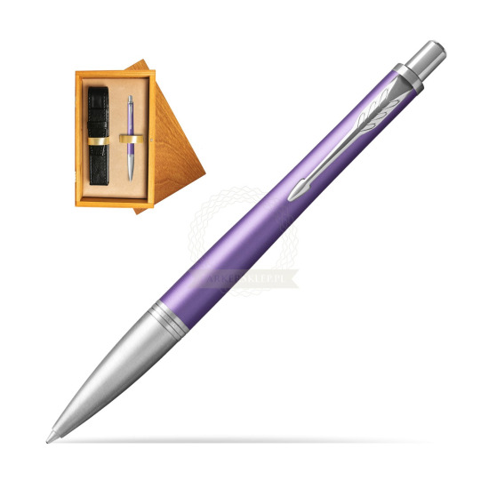 Parker Urban Premium Violet CT Ballpoint Pen in single wooden box Honey Single Ecru