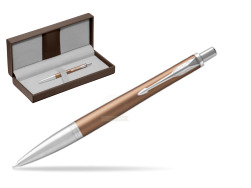Parker Urban Premium Orange CT Ballpoint Pen in the brown leather box