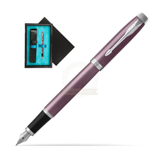 Parker IM Light Purple CT Penna Stilografica in single wooden box Black Single Turquoise