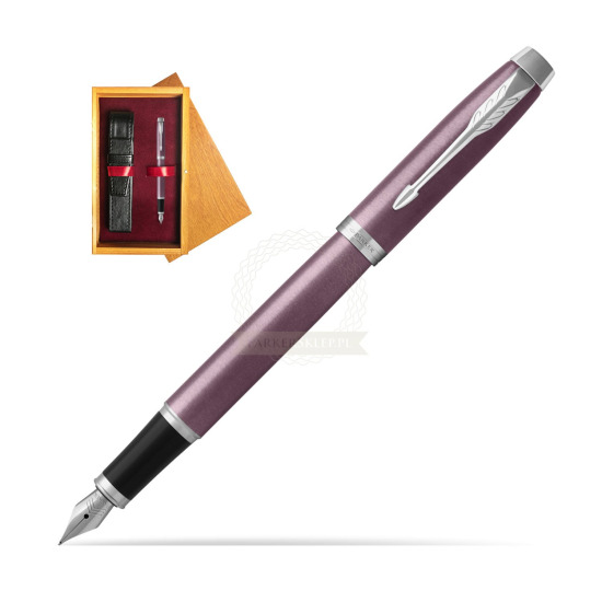 Parker IM Light Purple CT Penna Stilografica in single wooden box Honey Single Maroon