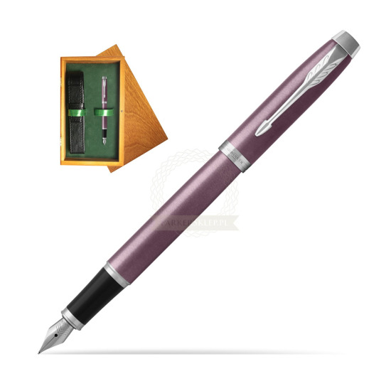 Parker IM Light Purple CT Penna Stilografica in single wooden box Honey Single Green