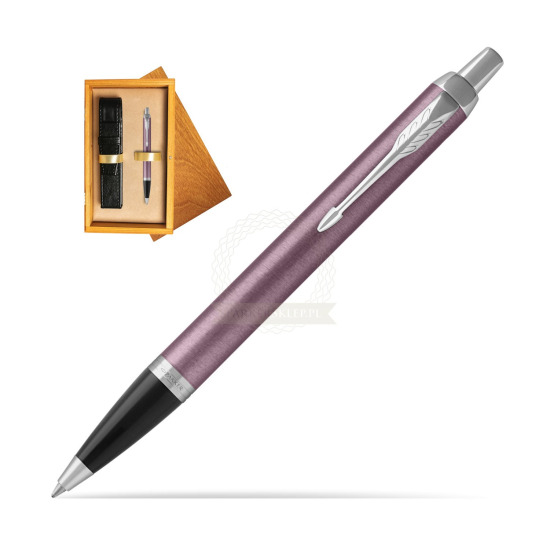 Parker IM Light Purple CT Ballpoint Pen in single wooden box Honey Single Ecru