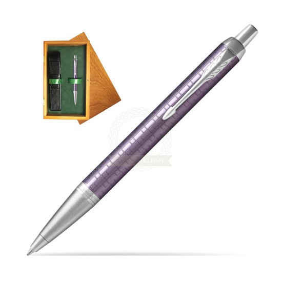 Parker IM Premium Dark Violet CT Ballpoint Pen in single wooden box Honey Single Green