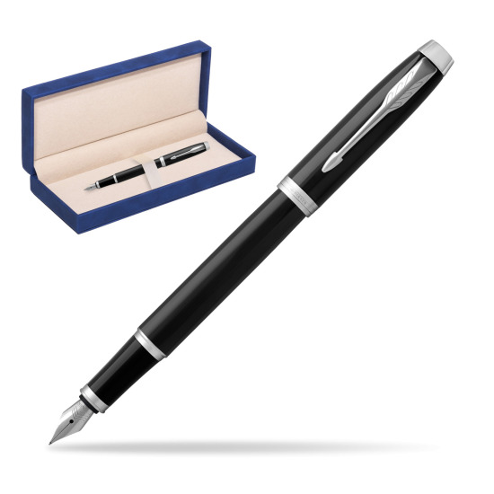Parker IM Black CT Penna Stilografica in suede box navy blue