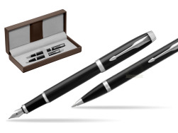 Parker IM Black CT 2016 Stylo-plume + Stylo-bille in a Gift Box in the brown leather box