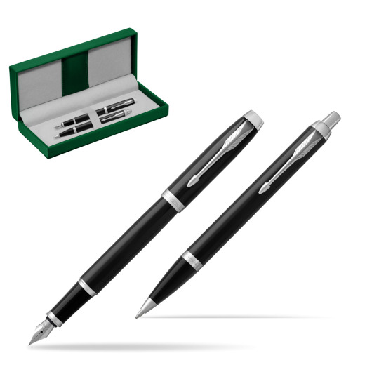 Parker IM Black CT 2016 Stylo-plume + Stylo-bille in a Gift Box in the green leather box