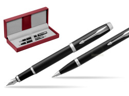 Parker IM Black CT 2016 Stylo-plume + Stylo-bille in a Gift Box in the red leather box