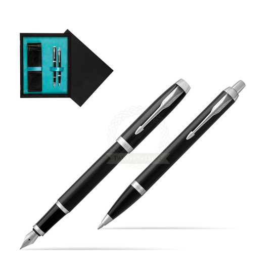 Parker IM Black CT 2016 Fountain Pen + Ballpoint Pen in a Gift Box in double wooden box Black Double Turquoise