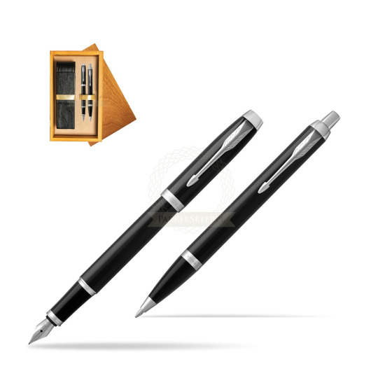 Parker IM Black CT 2016 Fountain Pen + Ballpoint Pen in a Gift Box in double wooden box Honey Double Ecru