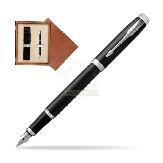 Parker IM Black CT Penna Stilografica in single wooden box Mahogany Single Ecru