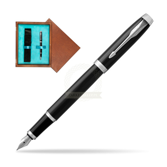 Parker IM Black CT Penna Stilografica in single wooden box Mahogany Single Turquoise 