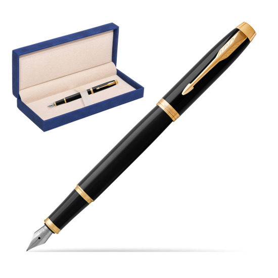 Parker IM Black GT Fountain Pen in suede box navy blue