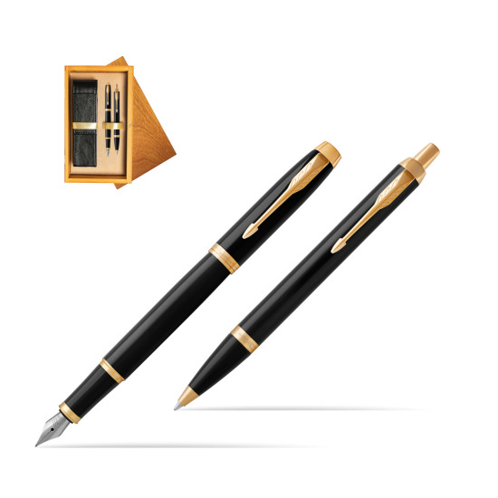 Parker IM Black GT Fountain Pen Fountain Pen + Ballpoint Pen in a Gift Box in double wooden box Honey Double Ecru