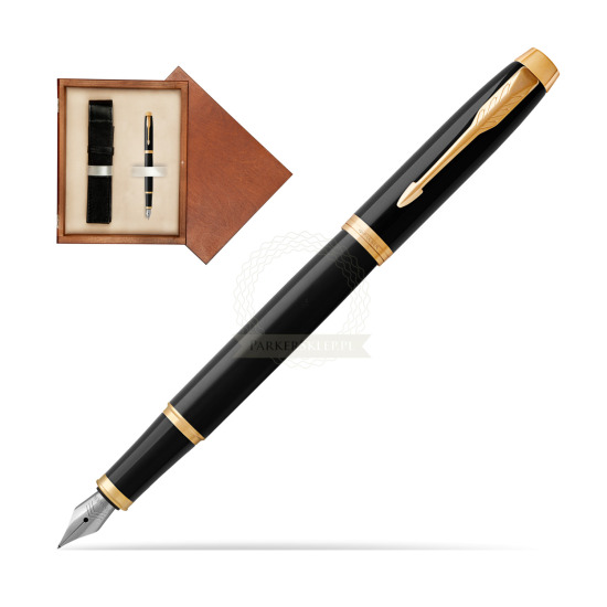 Parker IM Black GT Fountain Pen in single wooden box Mahogany Single Ecru