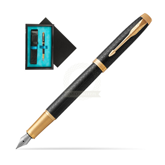 Parker IM Premium Black GT Penna Stilografica in single wooden box Black Single Turquoise