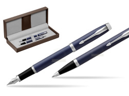 Parker IM BLUE CT Stylo-plume Stylo-plume + Stylo-bille in a Gift Box in the brown leather box
