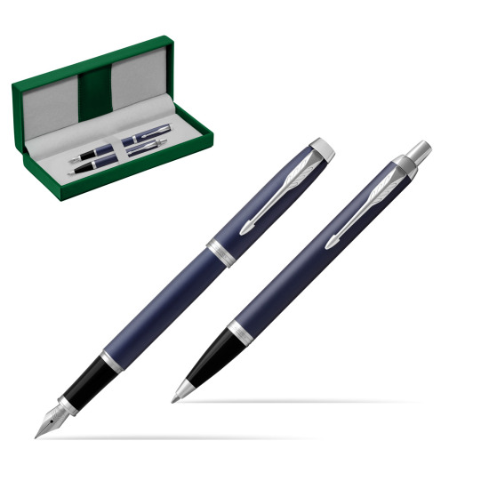 Parker IM BLUE CT Stylo-plume Stylo-plume + Stylo-bille in a Gift Box in the green leather box