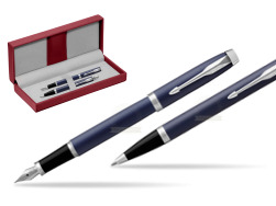 Parker IM BLUE CT Stylo-plume Stylo-plume + Stylo-bille in a Gift Box in the red leather box