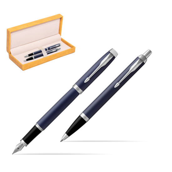 Parker IM BLUE CT Fountain Pen Fountain Pen + Ballpoint Pen in a Gift Box in suede box yellow