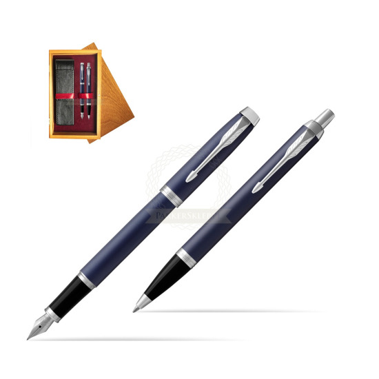 Parker IM BLUE CT Fountain Pen Fountain Pen + Ballpoint Pen in a Gift Box in double wooden box Honey Double Maroon