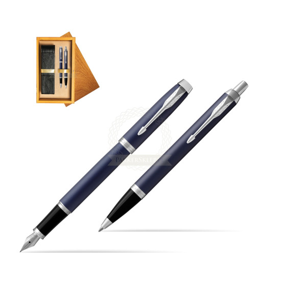 Parker IM BLUE CT Fountain Pen Fountain Pen + Ballpoint Pen in a Gift Box in double wooden box Honey Double Ecru