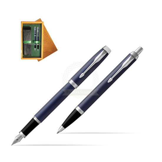 Parker IM BLUE CT Fountain Pen Fountain Pen + Ballpoint Pen in a Gift Box in double wooden box Honey Green