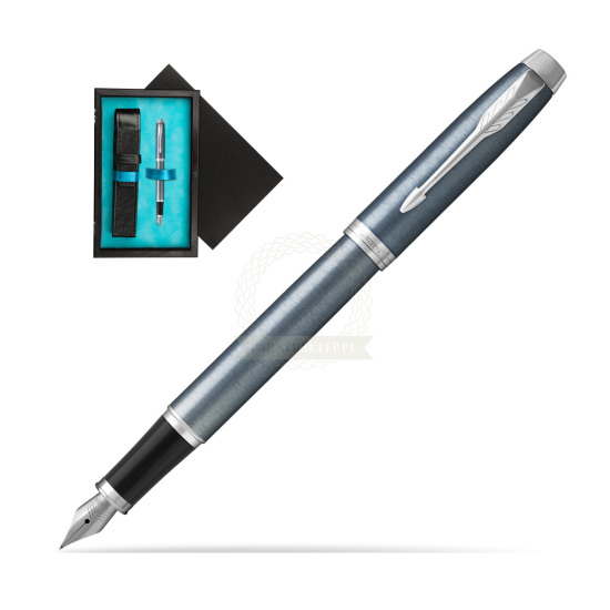 Parker IM Light Blue Grey CT Penna Stilografica in single wooden box Black Single Turquoise